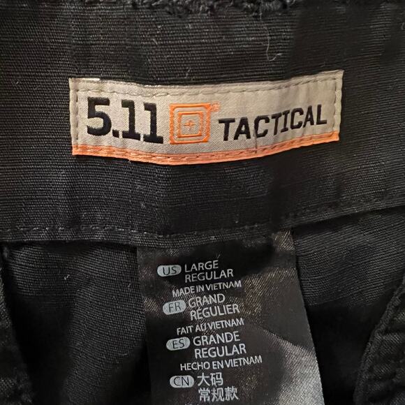 5.11 511 Tactical Pants Mens Large TDU Adjustable Work Pants 74003 Black Cargo - Picture 11 of 11